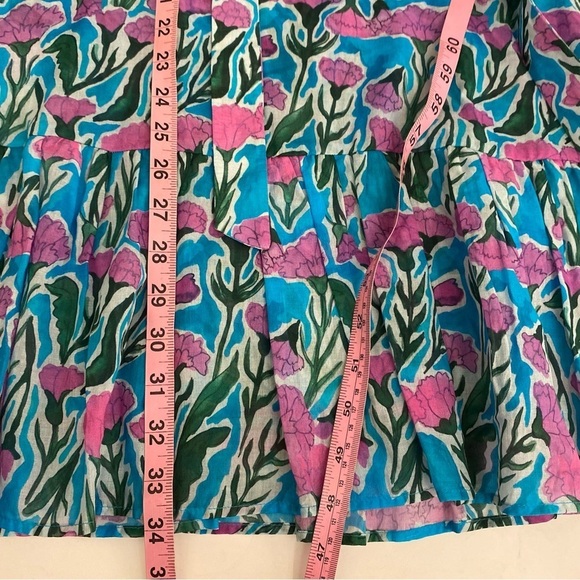 Warm NY || Izzie Drop Waist Floral Tie Dress Blue Pink XS - Picture 7 of 10